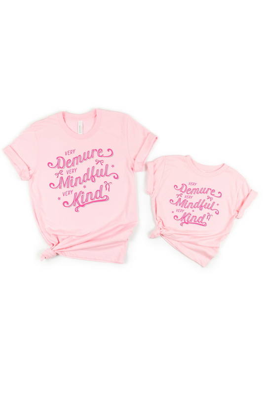 Very Demure, Very Kind  | tee | pink shirt day collection